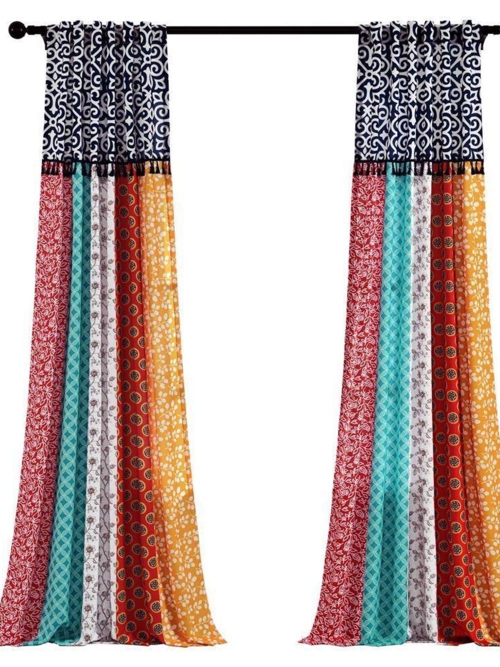 Lush Decor boho Multi-Color set of 2 curtain panels 45x95” new